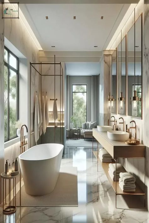 [AffiliateLink] If You're Looking To Update Your Bathroom, One Of The Best Places To Start Is With Your Bathtub. A Bathtub Can Serve As The Centerpiece Of Your Bathroom And Can Greatly Impact The Overall Aesthetic And Functionality Of The Space. In This Article, We'll Explore 33 Of The Best Bathtub Remodeling Ideas #luxurybathroommasterbathsmodernbathtubs Big Bathroom Layout, Big Bathroom Decor, Master Bathrooms Luxury, Tiny House Bathrooms, Big Bathroom, Modern Bathroom Remodel, Best Bathtubs, House Bathrooms, Bathtub Remodel