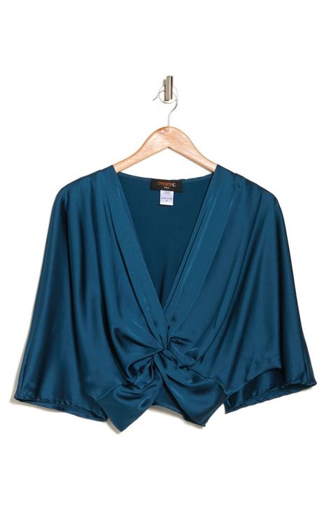 Wrap Top Long Sleeve, Plunging Neckline Top, Twist Shirt, Flamboyant Natural, Turquoise Top, Natural Boho, Teal Top, Twist Knot, Light Spring