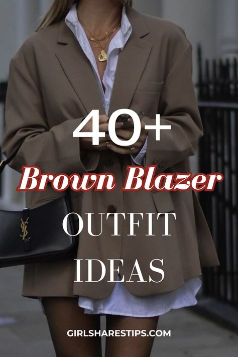 Explore 40+ brown blazer outfit ideas that are effortlessly chic and classy. Perfect for a baddie, elegant, casual, formal, or fancy look. Get inspired for work, corporate settings, date nights, brunch, coffee dates, weekends, holidays, fall, winter, Thanksgiving, parties, night outs, business casual, preppy, dark academia, oversized, cropped styles, street style, birthdays, weddings, edgy occasions, and cold weather. Stay stylish in every setting! Preppy Casual Outfits, Brown Blazer Outfit, Preppy Dark Academia, Blazer Outfit Ideas, Trendy Outfits Inspiration, Simple Casual Outfits, Comfy Casual Outfits, Everyday Casual Outfits, Coffee Dates