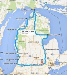 Michigan Adventures, Michigan Road Trip, Road Trip Map, Michigan Vacations, Rv Road Trip, Road Trip Routes, Michigan Travel, The Great Lakes, American Road Trip