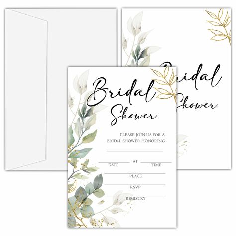 PRICES MAY VARY. Pack of 25: Each package includes 25 elegant bridal shower invitation cards paired with 25 matching envelopes. Bridal Shower Invitations: Capture the essence of your celebration with our chic bridal shower invites, each measuring approximately 4 x 6 inches. Quality Bridal Shower Party Supplies: Crafted from high-quality paper, these bridal shower party invitation cards are robust, durable, and offer a smooth surface for easy writing. Perfect for enhancing your celebration. Elega Greenery Wedding Party, Bridal Shower Invites, Chic Bridal Showers, Elegant Bridal Shower, Easy Writing, Wedding Shower Invitations, Bridal Shower Invitations Templates, Princess Theme, Elegant Invitations