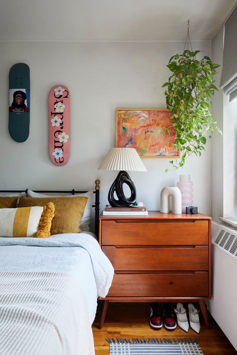 This 350-Square-Foot Studio Is a DIY Dream | Cup of Jo Mirrored Bar, Choosing Paint Colours, Cup Of Jo, Eclectic Bedroom, Un Studio, Tiny Spaces, Apartment Inspiration, Slow Living, My New Room