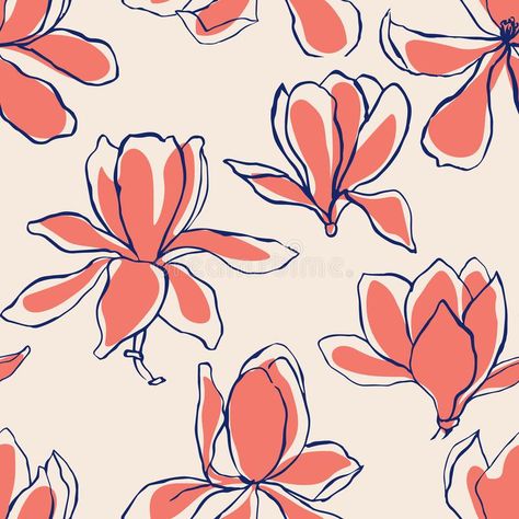 Modern abstract Magnolia flowers background. Floral Seamless pattern. Pastel scandinavian colors palette. Textile composition, h vector illustration Floral Artwork Pattern, Magnolia Pattern Design, Pastel Floral Print, Modern Flower Pattern, Abstract Surface Pattern, Abstract Flowers Illustration, Flowers Background Drawing, Abstract Floral Illustration, Abstract Tropical Pattern