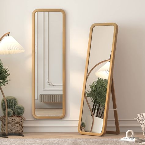 PRICES MAY VARY. 🪵【Premium Craftsmanship】The LVSOMT Wooden Full Length Mirror is designed with a solid wood frame. The high-quality wood not only adds elegance to your space but also ensures durability for long-lasting use. 🪵【Sleek and Contemporary Design】With its rounded corner design. The smooth edges not only provide a visually appealing aesthetic but also eliminate the risk of accidental bumps or injuries, making it a safe choice for households with children or pets. 🪵【Spacious and Functi Standing Floor Mirror, Stand Up Mirror, Large Floor Mirror, Mirror Standing, Mirror For Bedroom, Rustic Mirror, Long Mirror, Full Length Floor Mirror, Freestanding Mirrors