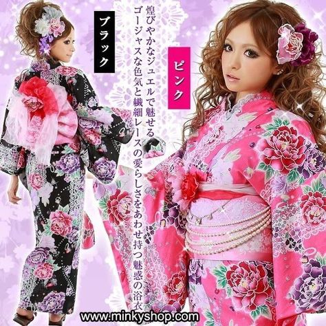 Kimonos, Kawaii, Yukata Gyaru, Gyaru Yukata, Kawaii Kimono, Japanese Inspired Fashion, Gyaru Kei, Decora Harajuku, Yukata Kimono