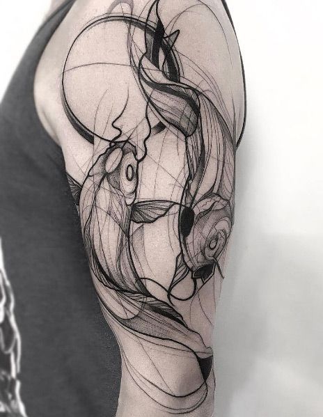 50 Fish Tattoo Designs To Find Your Strength And Courage This Year Tattoos Masculinas, Sketch Style Tattoos, Pisces Tattoos, Ocean Tattoos, Tattoo Zeichnungen, Koi Tattoo, Koi Fish Tattoo, Geniale Tattoos, Sketch Tattoo Design