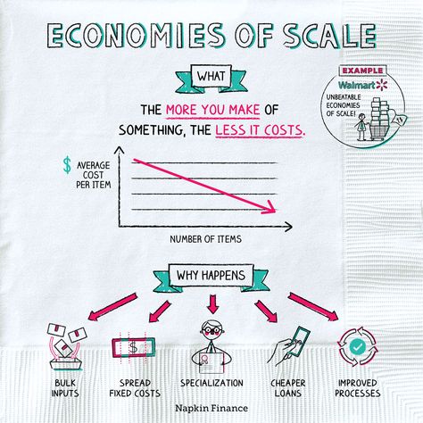 Napkin Finance, Learn Economics, Economics 101, Economics Notes, Learn Accounting, Teaching Economics, Ratan Tata, Economics Lessons, Economies Of Scale