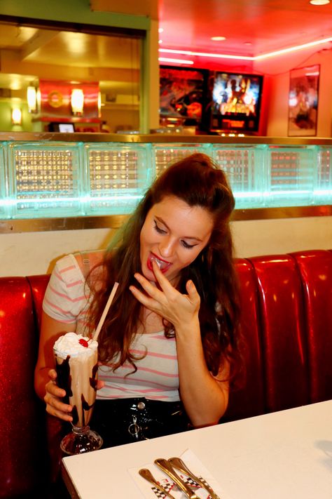 #diner #50s #fashion #milkshake #photoshoot #redlipstick American Diner Photoshoot, Old Diner Photoshoot, Grease Photoshoot, Retro Diner Photoshoot, Milkshake Photoshoot, Diner Fashion, Diner 50s, Diner Photoshoot, Milkshake Aesthetic