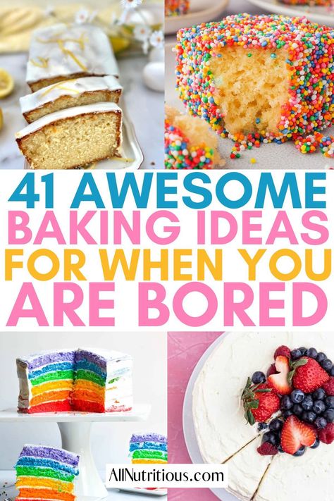 If you’re bored and craving something sweet, here are some fun things to bake. Follow these easy recipes for a delicious sweet snack or treat that you can make at home. Things To Cook When Your Bored, Cool Things To Bake Easy, Snacks To Bake At Home, Desserts To Make When Bored, Baking Club Ideas, Fun Things To Bake At Home, Delicious Food To Make, Beginners Baking Recipes, Easy Stuff To Bake At Home