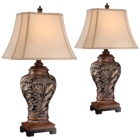 Bronze Openwork Vase Table Lamp Set of 2 Traditional Style Living Room, Long Vases, Family Bedroom, Living Room Family, Traditional Table Lamps, Big Vases, Table Lamps Living Room, Modern Sofa Designs, Traditional Table