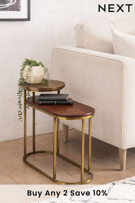 Mango Wood Side Table Mango Wood Furniture, Narrow Side Table, Small Lounge, Big Living Rooms, Gold Living Room, Accent Side Table, Side Tables Bedroom, Brass Side Table, Wood Side Table