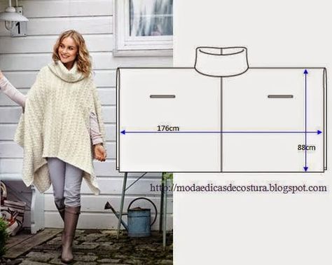 La Porta Magica - Ve a la moda cosiendo tu propia ropa. Blog de costura facil.: Inspirations Sew Ins, Pola Blus, شال كروشيه, Stil Boho, Diy Vetement, Creation Couture, Crochet Poncho, Diy Couture, Loom Knitting