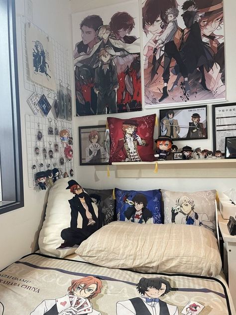 Anime Rooms, Anime Bedroom Ideas, Otaku Room, Anime Room, Kawaii Room, Room Makeover Bedroom, Room Makeover Inspiration, Room Setup, Stray Dogs Anime