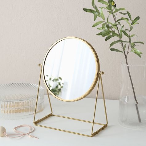 LASSBYN Table mirror, gold, 63/4" - IKEA Ikea Mirror, Desk Mirror, Table Mirror, Mirror Gold, Magnifying Mirror, Cool Mirrors, Ikea Family, Small Mirrors, Vanity Table