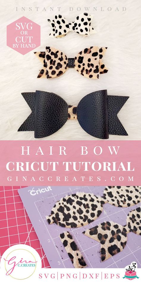 how to make a hair bow with cricut  free svg included Faux Leather Hair Bows, Diy Leather Bows, Leather Hair Bows, Diy Leder, Idee Cricut, Hair Bow Tutorial, Bow Template, Diy Bows, Bow Tutorial