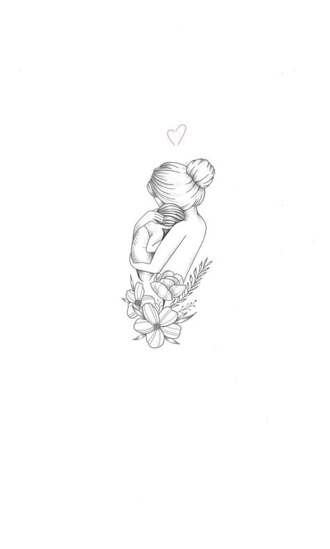 Tattoo Ideas For Mom With Daughter, Mama Tattoos For Daughter, Line Art Mom And Daughter Tattoo, Mama Tattoos For Son, Medium Size Hip Tattoos Women, Footprint With Wings Tattoo, Unique Mom Tattoo Designs For Son, Wounded Heart Tattoo, Mommy And Baby Tattoo Ideas
