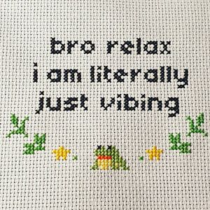 Small Frog Cross Stitch Pattern, Tiny Frog Cross Stitch, Cross Stitch Designs Meme, Subversive Cross Stitch Patterns Free Funny, Aggressive Cross Stitch, Frog Cross Stitch Pattern Free, Cross Stitch Memes, Cute Cross Stitch Patterns Free, Funny Cross Stitch Patterns Free