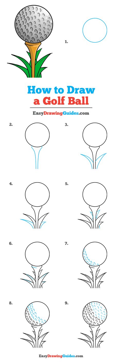 How to Draw a Golf Ball - Really Easy Drawing Tutorial Watercolor Golf Ball, Golf Ball Painting Ideas, Golf Doodles Easy, Golf Clubs Drawing, Easy Golf Drawing, How To Draw A Golf Ball, Golf Chalkboard Art, Golf Art Drawing, Golf Drawing Art