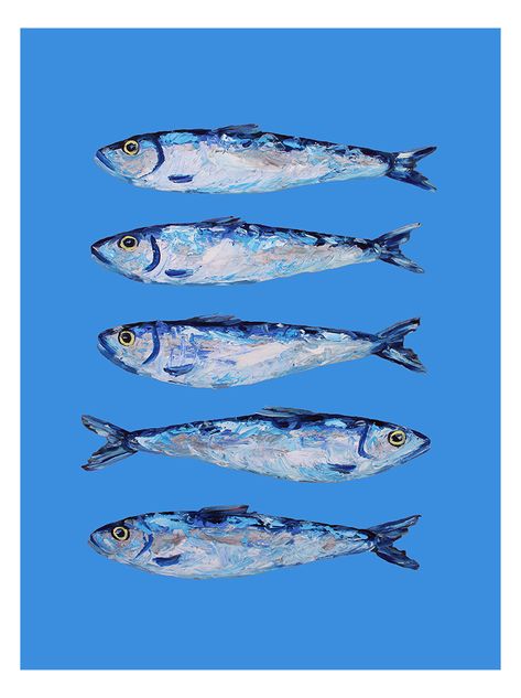 Sardine Line Drawing, Sardine Wallpaper, Blue Fish Drawing, Sardine Painting, Shellfish Illustration, Sardine Tattoo, Sardines Illustration, Sardine Art, Watercolour Fish