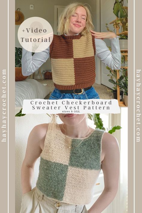 Crochet Vest Outfit, Crochet Vest Pattern Free, Crochet Waistcoat, Crochet Sweater Vest, Vest Pattern Free, Gilet Crochet, Crochet Stitches Guide, Knit Vest Pattern, Crochet Vest Pattern