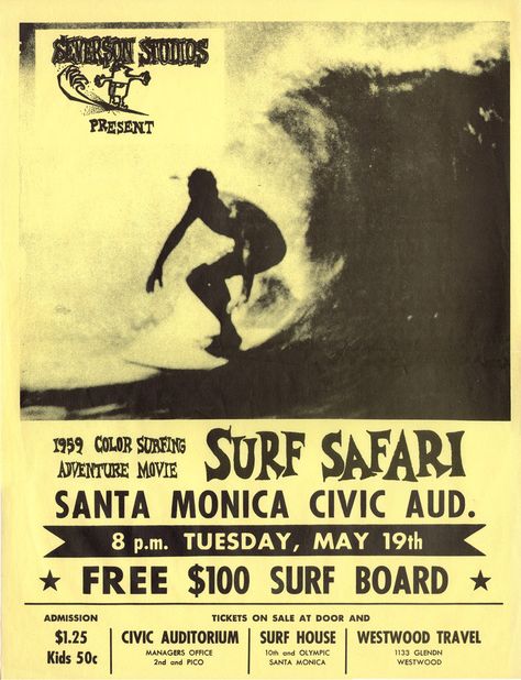 Surf Safari (1959) | Surf Classics Surfing Poster, Movie Poster Vintage, Surf Movies, Manhattan Beach California, Film Festival Poster, Vintage Surfing, Surf Competition, Movie Posters For Sale, Big Surf