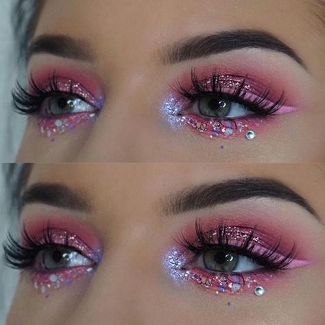 Festival Eye Makeup, Pink Glitter Makeup, Taylor Swift Makeup, J Makeup, Festival Make Up, Concert Makeup, Bright Eye Makeup, Taylor Outfits, Taylor Swift Tour Outfits