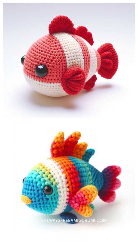 Amigurumi Fish Crochet Free Pattern Betta Fish Crochet Pattern, Crochet Fish Pattern Free Amigurumi, Sea Creatures Crochet Pattern Free, Crochet Fish Free Pattern, Free Fish Crochet Pattern, Free Crochet Pokemon Patterns, Woobles Patterns Free, Amigurumi Fish Free Pattern, Crochet Korok