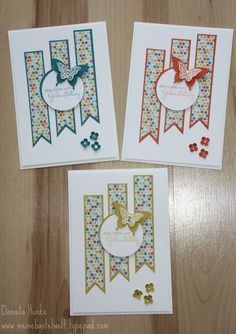 Handmade Birthday Cards, Birthays Card, Easy Cards To Make, Ribbon Cards, Card Idea, Butterfly Cards, Stamping Up Cards, Card Sketches, Card Layout