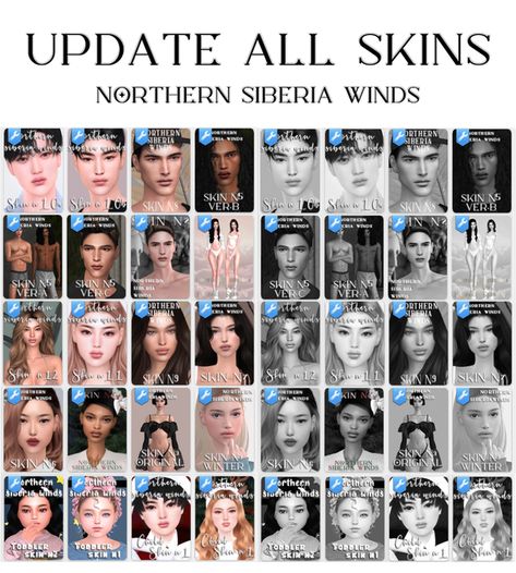 UPDATE ALL SKINS Ts4 Cas Mods, Northern Siberia Winds, The Sims 4 Pack, Skin Overlay, Los Sims 4 Mods, The Sims 4 Cabelos, Sims 4 Cc Eyes, Sims 4 Tsr, Sims 4 Cas Mods