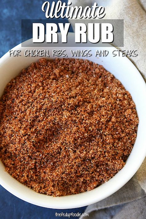 Husband Approved Dry Rub makes chicken, ribs or your favorite cut of meat taste absolutely phenomenal. This recipe has a great balance of heat, spice and sweetness. Both men and women will go crazy for the flavors of this dry rub.  #DryRub #SpiceBlend https://www.thefedupfoodie.com Meat Rubs, Rib Rub Recipe, Bbq Rub Recipe, Dry Rub For Chicken, Bbq Dry Rub, Steak Rubs, Dry Rub Recipes, Spice Mix Recipes, Recipe Beef