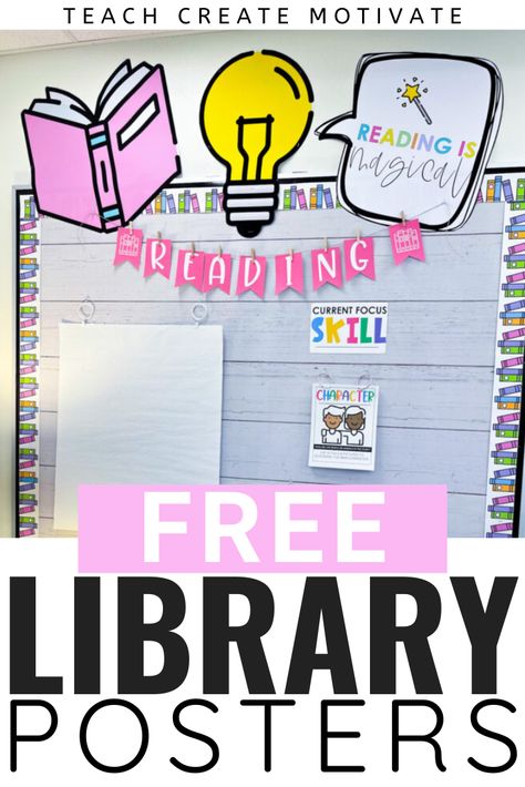 These cute and colorful posters are the perfect addition to your classroom library or reading space. Use the, above bulletin boards or posted near book shelves. They will make the cutest addition to your classroom decor. Books We Read Bulletin Board, Science Of Reading Bulletin Board Ideas, School Library Rules Poster, Preschool Library Bulletin Board Ideas, Reading Teacher Bulletin Boards, Reading Nook Bulletin Board, Reading Bulletin Boards Elementary Ideas, Bulletin Board About Reading, I-ready Bulletin Board Ideas