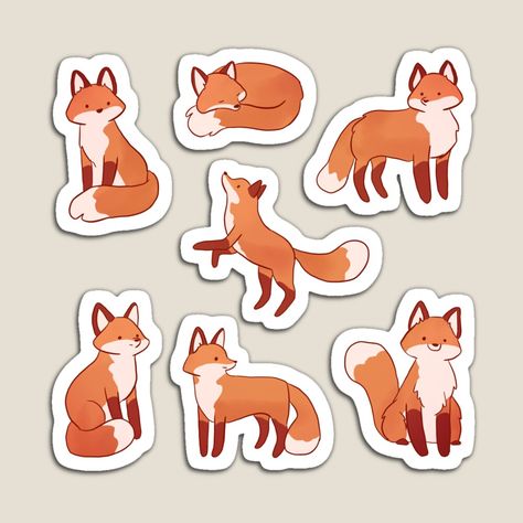 Cute Fox Doodle, Cute Fox Stickers, Fox Cute Illustration, Fox Doodle Simple, Cute Fox Drawing Kawaii, Fox Cute Drawing, Cute Fox Drawing Easy, Simple Fox Drawing, Sleeping Fox Drawing