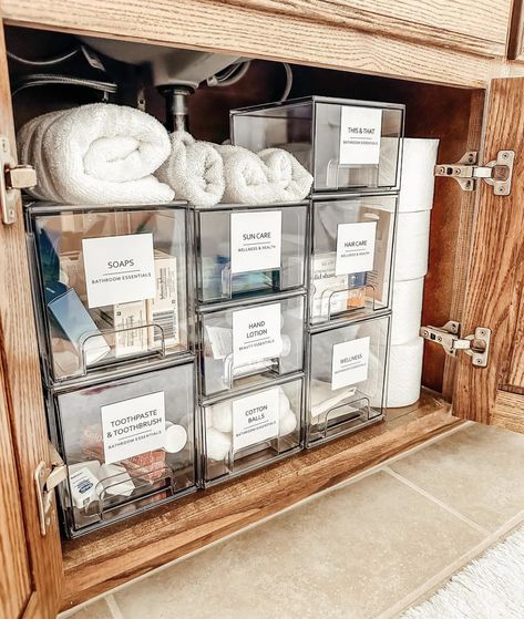 Organisation, Deep Bathroom Drawer Organization, Wellness Bathroom, Organization Minimalist, Stackable Drawers, Bathroom Closet Organization, Bathroom Drawer Organization, Cabinet Organizers, Bathroom Cabinet Organization