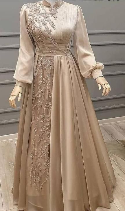 Prom Dress High Neck, Gaun Tulle, Gaun Dress, Braidsmaid Dresses, Islamic Fashion Dresses, Hijab Dress Party, Dress Kondangan, Soiree Dresses, Champagne Prom Dress