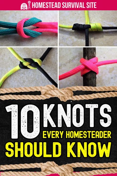 From a simple slip knot to a bowline, mastering the art of knot tying is an essential skill for any homesteader. Whether you need to tie a strong knot for a specific task, or simply to secure items in place on your homestead, knowing the correct knot for the job can make all the difference. In this article, we will look at 10 knots every homesteader should know, including uses and instructions for tying each one. How To Tie A Secure Knot, Knot Tying Instructions, Tie A Slip Knot, Simple Tie Knot, Cool Tie Knots, Scout Knots, How To Tie A Knot, Knots Jewelry, Emergency Preparedness Food Storage
