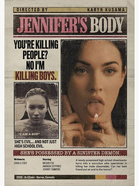 "Movie Jennifer's Body Poster" Poster for Sale by joesbokey Jennifer's Body Poster, Pablo Kanye, Jennifer Check, Netflix Tv Series, Vista Print, Ups Store, Dorm Posters, Stranger Things Poster, Netflix Tv
