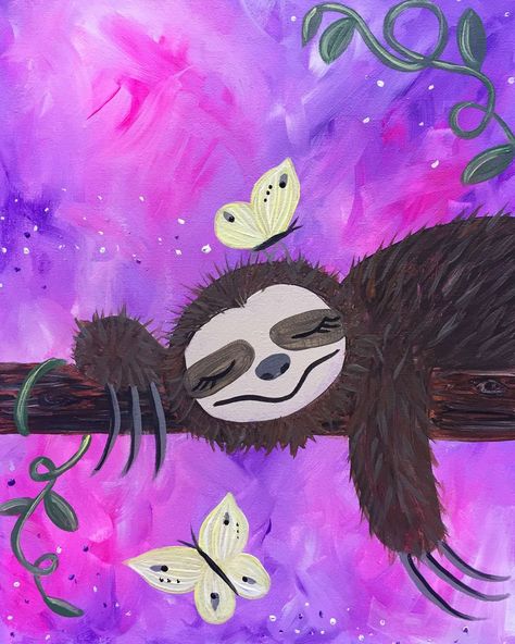 Sloth Painting, Pinots Palette, Painting Parties, Best Paint, Kids Canvas, Painting Classes, Time Painting, Horse Drawings, Canvas Painting Diy