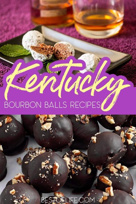 The history behind Kentucky bourbon balls recipes is interesting and will make enjoying these delicious bourbon treats even better. Bourbon Recipes | Recipes with Bourbon | Alcoholic Snack Recipes | Snack Recipes with Alcohol | Party Recipes | Party Food Ideas | Adult Snack Recipes | Snack Recipes for Adults #bourbonballs #partyrecipes Bourbon Treats, Recipes With Bourbon, Recipes With Alcohol, Bourbon Balls Recipe, Kentucky Derby Food, Recipes Party Food, Bacon Party, Kentucky Derby Party Food, Bourbon Recipes