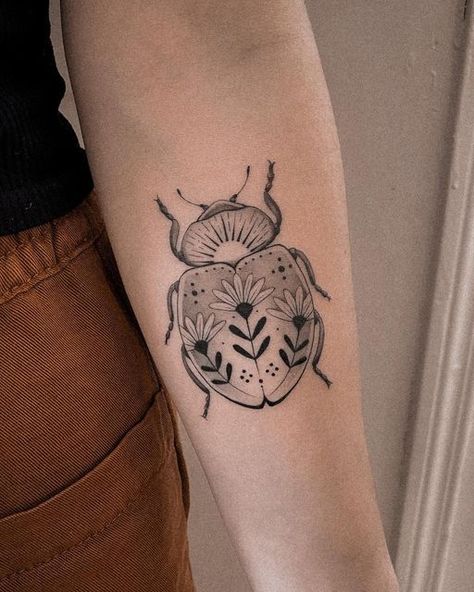 Beetle Tattoo, Bug Tattoo, Insect Tattoo, Elegant Tattoos, Time Tattoos, Spiritual Meaning, Fine Line Tattoos, Dope Tattoos, Simplistic Tattoos