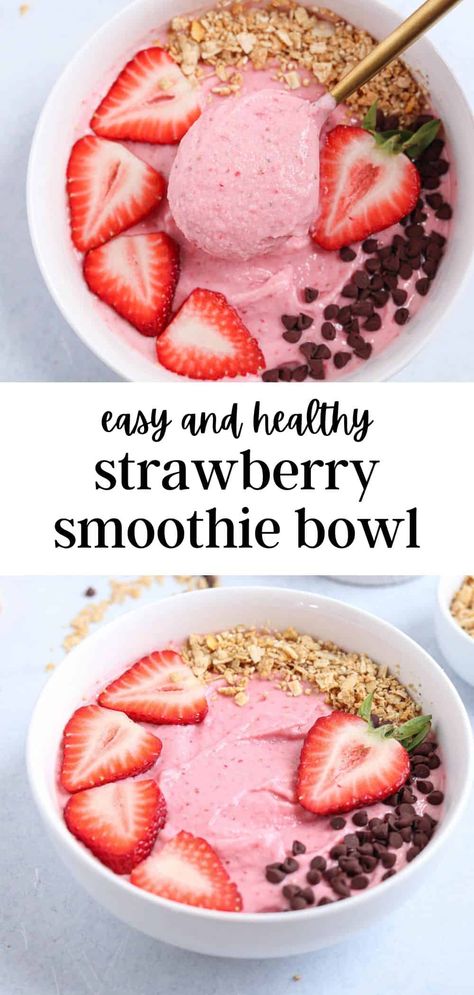 How To Make A Yummy Smoothie, Frozen Berry Smoothie Bowl, Ninja Creami Healthy Smoothie Bowl, Healthy Throw Together Meals, Thick Strawberry Smoothie Bowl Recipe, Smoothie Bowl Flavors, Chia Smoothie Bowl, Greek Yogurt And Berries, Fruit Smoothie Recipes Healthy Protein