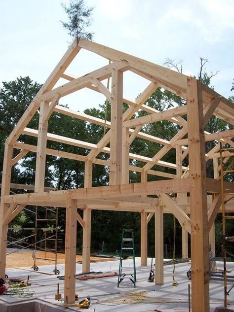 10 Timber Frames That Will Make You Want to Raise a Frame - Timber Frame HQ Timber Frame Plans, Timber Frame Cabin, Timber Frame Barn, Timber Frame House, Small Log Cabin, Timber Frame Construction, Timber Frames, Pine Timber, Timber Frame Homes