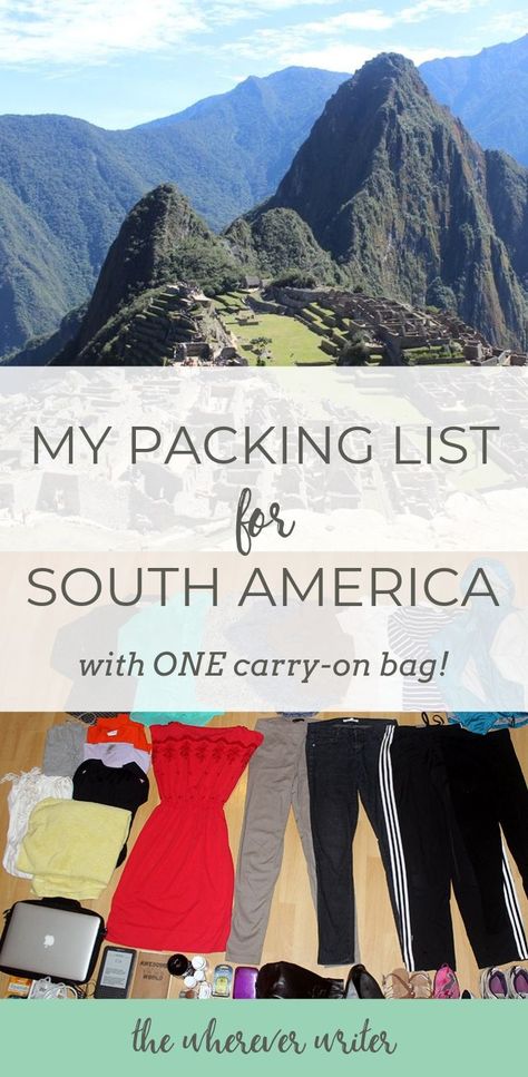 Find out how I packed for 3 months in South America in ONE carry-on bag!  Plus, grab my exact South America packing list #southamerica #southamericatravel #peru #argentina Cusco, Packing Light Summer, Backpacking Outfits, Columbia South America, Argentina Culture, Visit Brazil, Vietnam Backpacking, Packing Bags Travel, South America Map