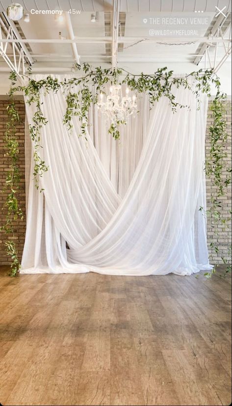 Wedding Backdrop Design Indoor, Sweetheart Table Wedding Backdrop, Wedding Draping Backdrop, Indoor Wedding Arches, Sweetheart Table Backdrop, Wedding Drapery, Draping Ideas, Wedding Draping, Wedding Alters