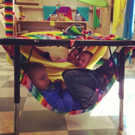 under the table hammock!! Sensory Activities, Classroom Setup, Sensory Classroom, Sensory Rooms, Sensory Room, Classroom Environment, Future Classroom, Preschool Classroom, Childhood Education