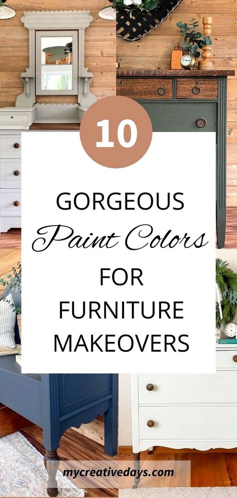 Refurbished Furniture Colors, Upcycling, Living Rooms With Painted Furniture, Modern Rustic Bedroom Dressers, Painted Wood Furniture Ideas Bedroom, Diy Dresser Color Ideas, Pop Color Furniture, Chalk Paint Dresser Ideas Bedroom, Mixing Wood And Painted Furniture