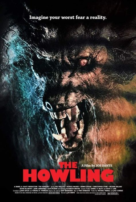 Re-release poster for THE HOWLING (1980) Vintage Horror, 80s Horror, The Howling, Vampires And Werewolves, Evil Dead, Horror Posters, Classic Horror Movies, Horror Movie Posters, Best Horrors