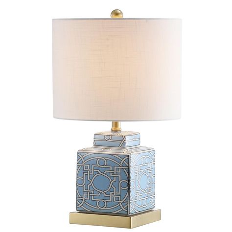 JONATHAN Y Catherine 22 in. Ceramic/Metal Ginger Jar LED Table Lamp, Blue/White Jar Table Lamp, Ginger Jar Lamp, Lamp Blue, Table Lamp Set, Moroccan Tiles, Nightstand Lamp, Lamp Set, Contemporary Table Lamps, Lamp For Bedroom