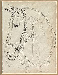 Amanti Art Framed Canvas Wall Art Print (23x30) Horse in Bridle Sketch II by Jennifer Paxton Parker Float Framed Canvas Art for Wall Decor, Living Room, Bedroom, Bathroom, Kitchen, Office or Business Croquis, Horse Art Drawing, Horse Sketch, Deer Pictures, Pen Art Drawings, Horse Drawing, Horse Drawings, Art Print Display, Artwork Display