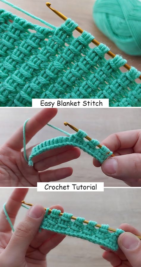 Crochet Blanket Stitch Pattern, Pola Macrame, Corak Menjahit, Keychain Crochet, Tunisian Crochet Patterns, Crochet Stitches For Blankets, Crochet Stitches Free, Crochet Blanket Designs, Mode Crochet