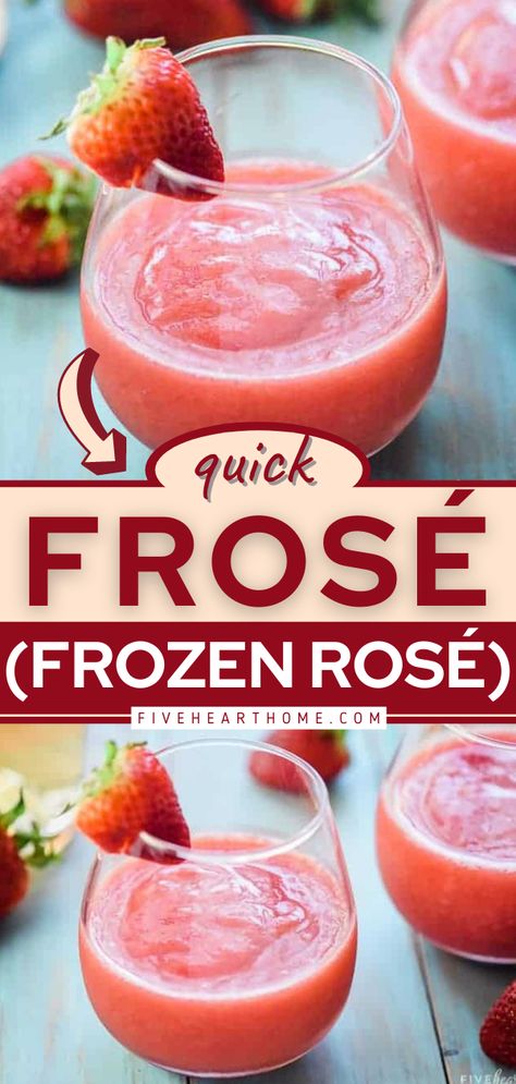 Frosé {Frozen Rosé} Thermomix, Rosé Cocktail, Wine Slushie Recipe, Frosé Recipe, Frozen Drinks Alcohol, Rose Drink, Frozen Drink Recipes, Strawberry Cocktails, Frozen Cocktail Recipes